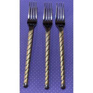 Cambridge Uptown Frosted Twist Ball Tip Stainless Gold Silver Dinner‎ Forks 3